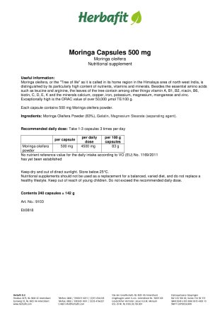 Moringa Capsules - Moringa oleifera