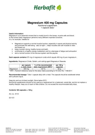 Magnesium 400 mg Capsules