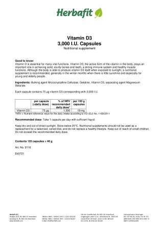 Vitamin D3 3,000 I.U. Capsules