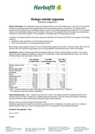 Ginkgo mental capsules