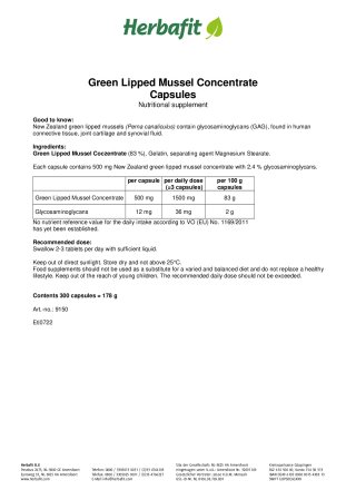 Green Lipped Mussel Concentrate Capsules