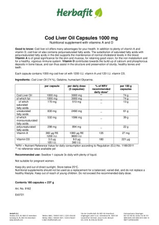 Cod Liver Oil Capsules 1000 mg