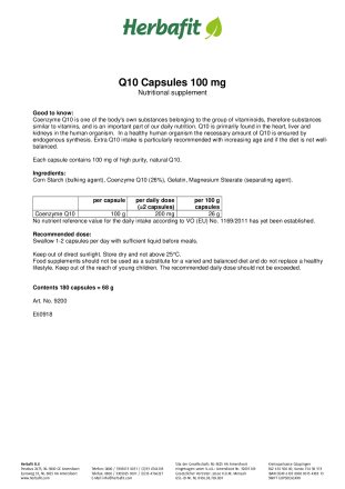 Coenzyme Q10 Capsules 100 mg