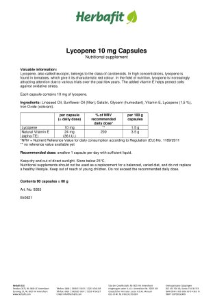 Lycopene 10 mg Capsules 30 g