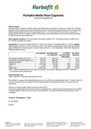 Pumpkin - Nettle Root Capsules