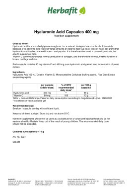 Hyaluronic Acid Capsules 400 mg