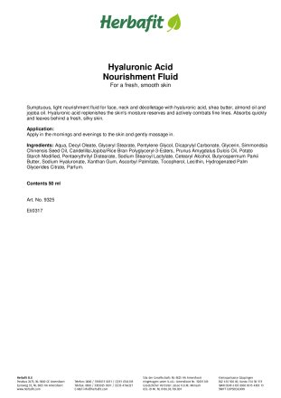 Hyaluronic Acid Nourishment Fluid