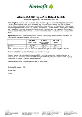 Vitamin C-1,000 mg + Zinc Retard Tablets