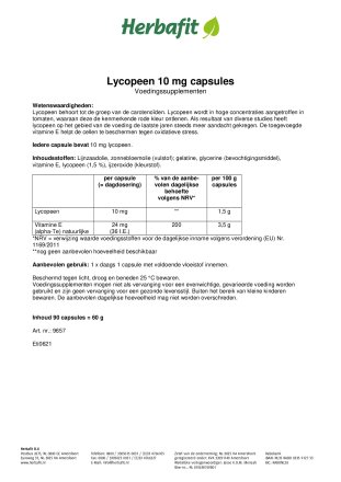 Lycopeen 10 mg capsules 1000 g
